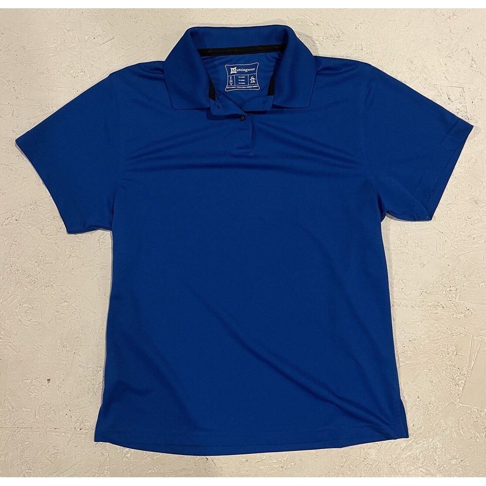 Munsingwear Blue Cotton Tennis Prep Fitted Collegiate Polo Shirt Size‎ Small